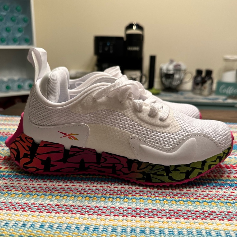 Reebok Women’s White Sneakers with Colorful Sole